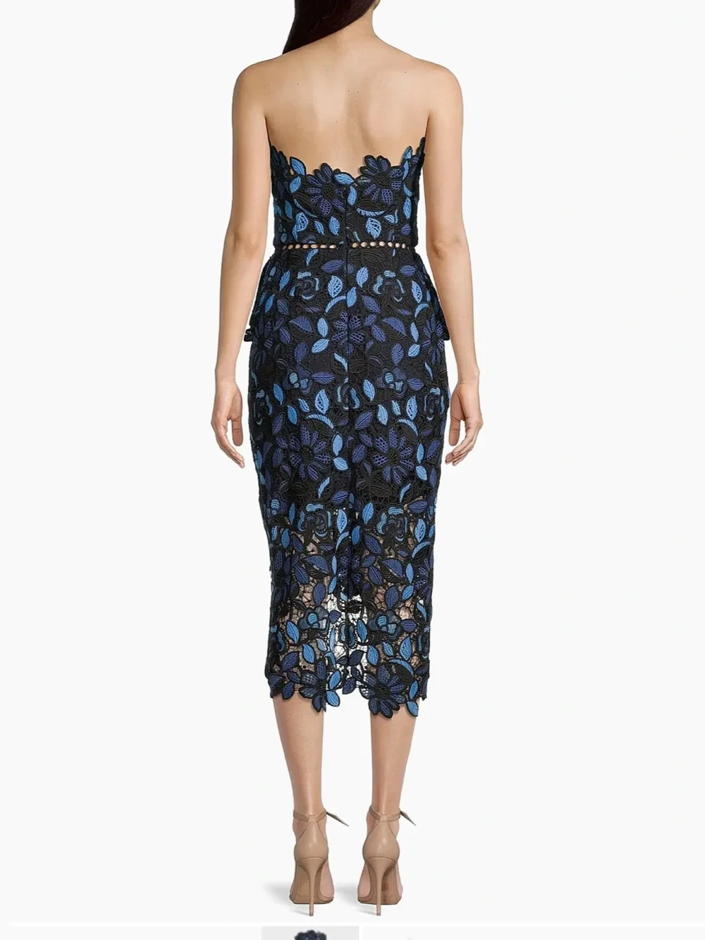 Elliatt Optic Floral Lace Peplum Dress 💙🖤